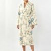 2 Samifyhome Cotton Towel Robe with Shawl Collar – Vintage Floral Cream