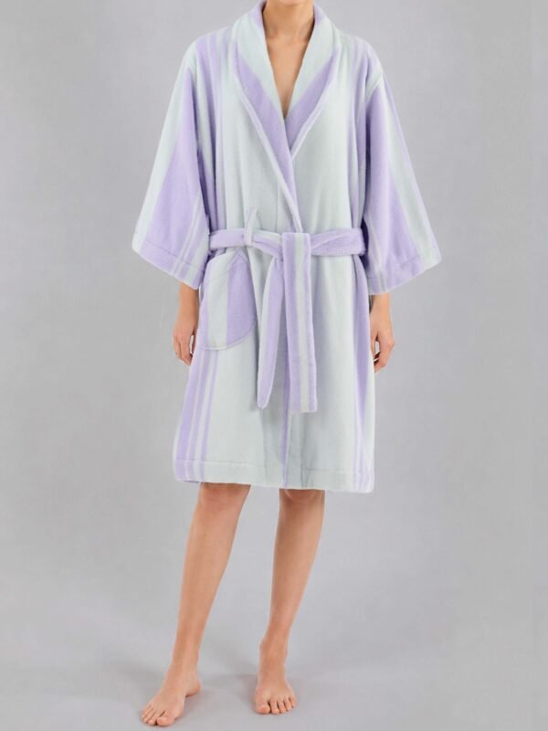 samifyhome-adult-shawl-collar-cotton-bathrobe-taro-purple2 Luxury 100% cotton adult bathrobe featuring a soft shawl collar design in elegant taro purple5