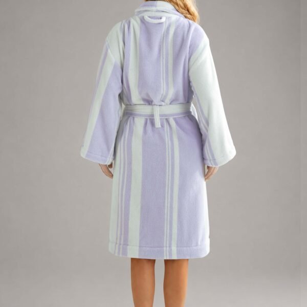 Luxury 100% cotton adult bathrobe featuring a soft shawl collar design in elegant taro purple4