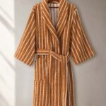samifyhome-cotton-towel-robe-shawl-collar-floral-Caramel