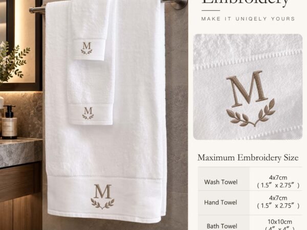 Large Samifyhome white cotton luxury bath towel ready for custom logo embroidery