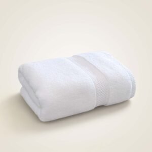 Samifyhome folded white cotton washcloth face towel with woven border pattern