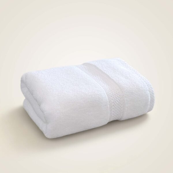 Samifyhome folded white cotton washcloth face towel with woven border pattern